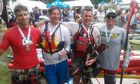 Dusi 2014 - 4 of the 9 who completed the Race on SUPs. Dean Bottcher, John Stallone(USA), Jon Ivins and Justin Shaay(USA)